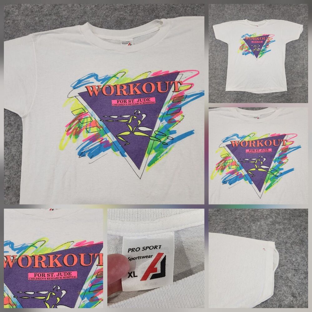 VTG 90s Workout For‎ ST Jude Children's Hospital Mens XL Single Stitch T Shirt